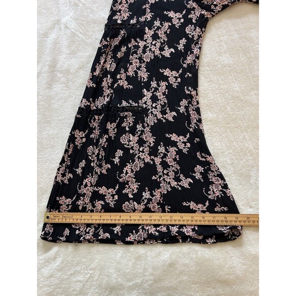 Angie Womens Pants Small Wide Leg Black Floral Lace Inserts Boho Beach Palazzo - Picture 9 of 12